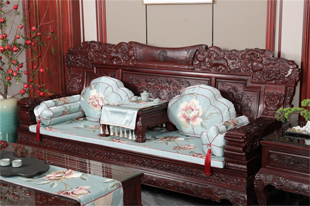 新中式红木沙发罗汉床最坐垫古典圈椅茶椅实木椅刺绣坐垫