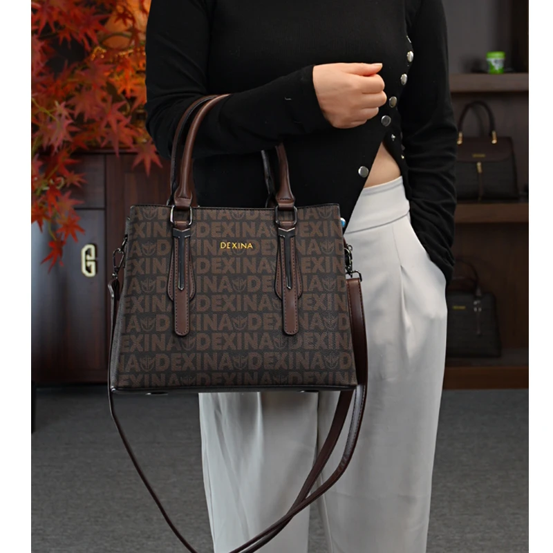 DEXINA/登喜鸟新款3隔层大容量大气轻奢手提包女包单肩包大包