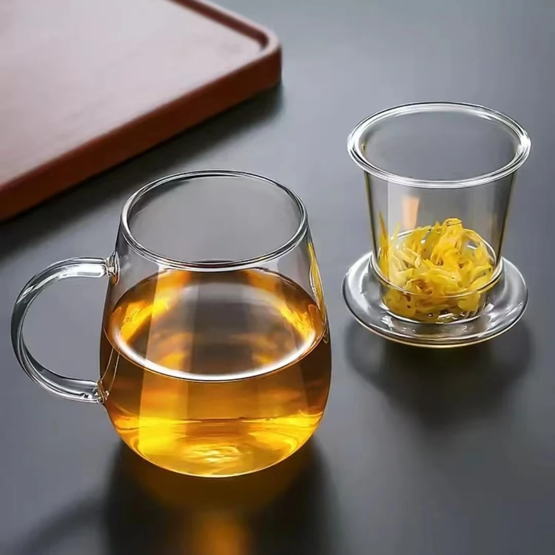 耐热玻璃茶杯透明玻璃绿茶杯过滤水杯高硼硅玻璃茶水分离泡茶杯子