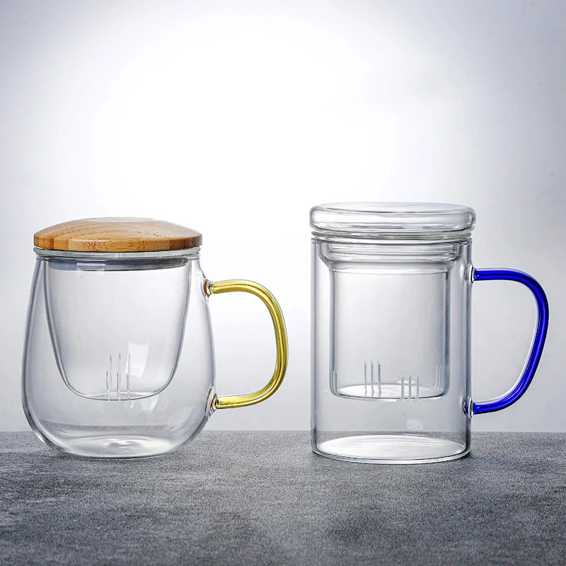 耐热玻璃杯茶水分离泡茶杯高硼硅玻璃办公杯男女个人杯家用茶道杯
