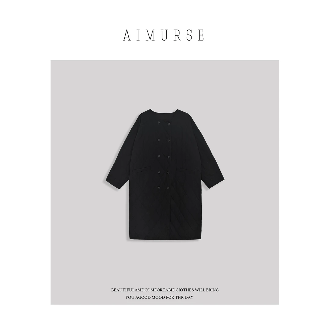 JinJin【米兰时装周】小众设计师 菱格宽松简约休闲棉衣外套 AM5881