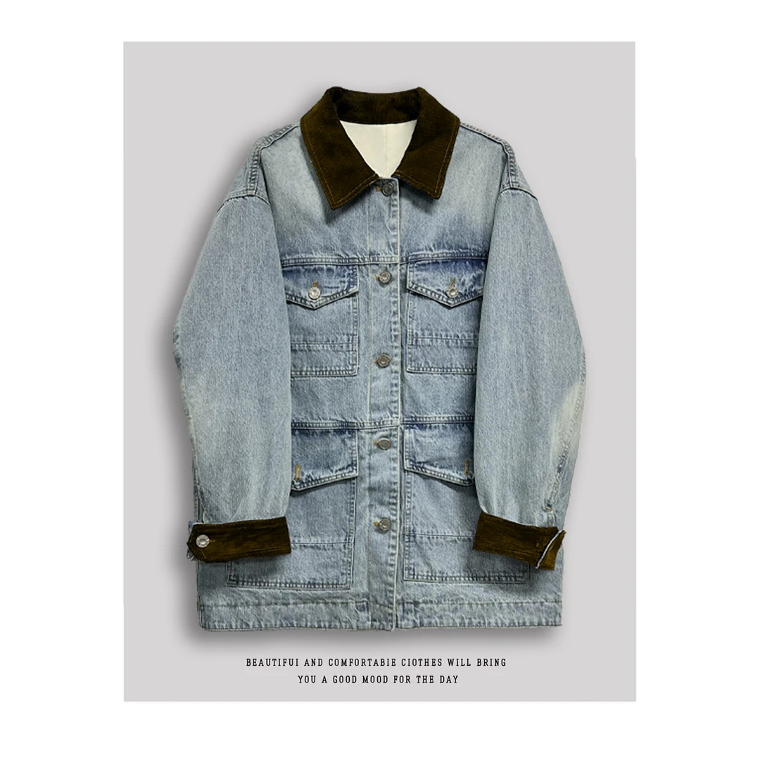 JinJin【冬日恋岛】小众设计师 牛仔复古宽松休闲百搭羽绒服 AM859