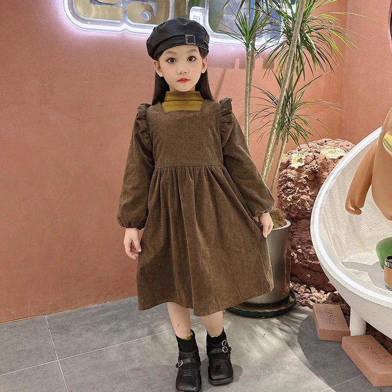 女童加绒连衣裙2024年秋冬装小女孩加绒长袖裙子
