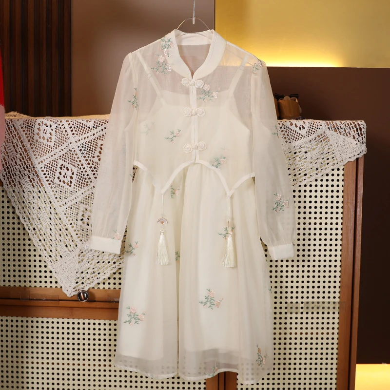 甜女童国风日常新中式重工绣花春夏两件套