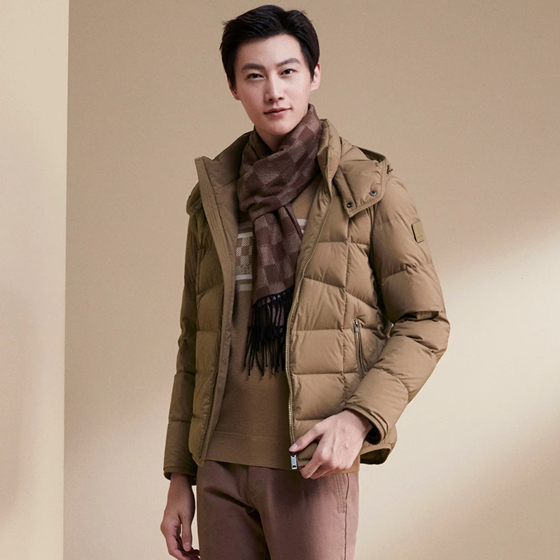 保暖白鹅绒 报喜鸟男士冬季商务户外雅丹风羽绒服厚款外套男款