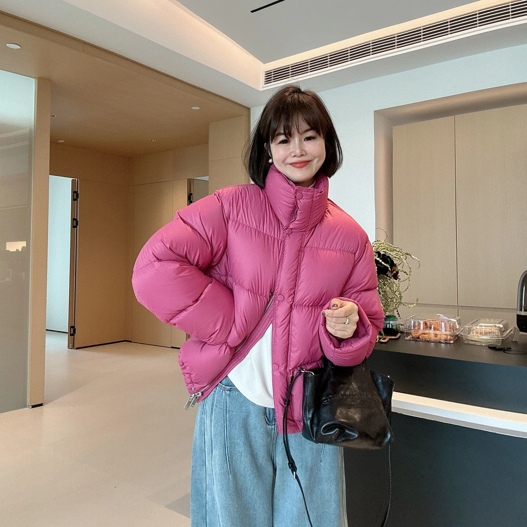 冬季立领袖口拼接保暖羽绒服面包服