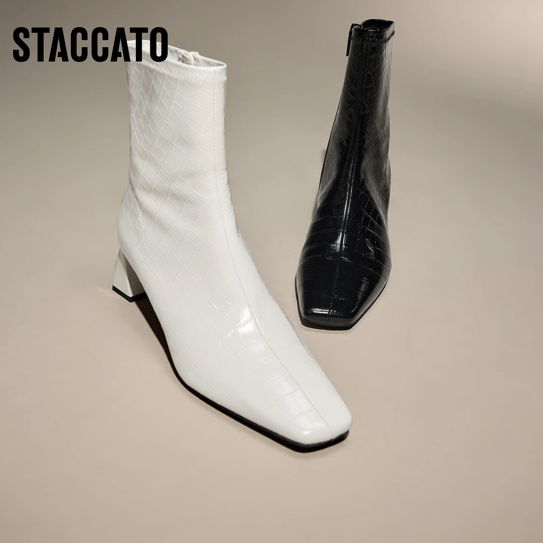 思加图冬季新款米兰达Miranda时装靴奶油靴女皮靴9T002DZ4