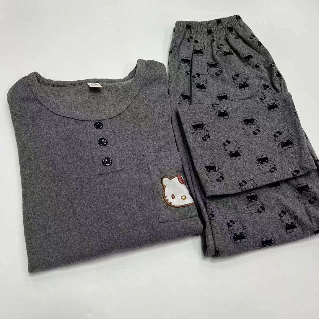 [处理]/大码冬季新款长袖保暖圆领休闲睡衣家居服女（5301）