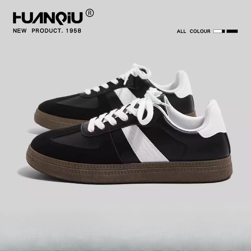 环球黑色德训鞋男款2025新款秋季薄款透气休闲运动鞋百搭复古板鞋