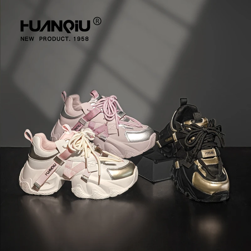 环球厚底老爹鞋女爆款2023秋新款网红炸街显脚小增高小个子运动鞋