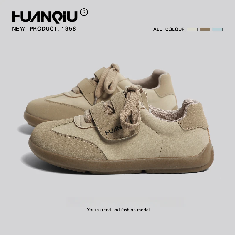 环球平底德训鞋女2025新款秋冬百搭魔术贴女鞋休闲运动丑萌板鞋子