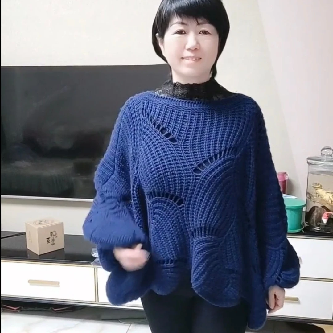 单元宝蝙蝠衫棒针编织视频教程
