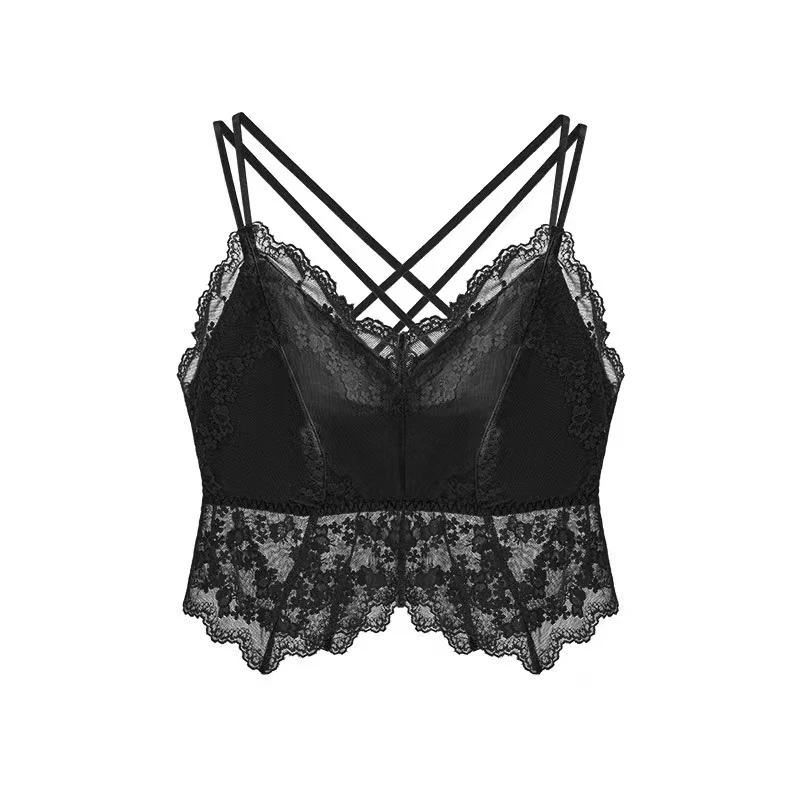 （4号链接）5921背心带胸垫一体蕾丝美背V领防走光舒适抹胸文胸