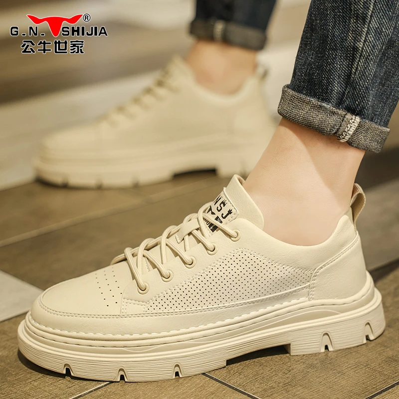 G.N.Shi Jia/公牛世家男鞋潮流百搭透气男士复古英伦高端休闲鞋子