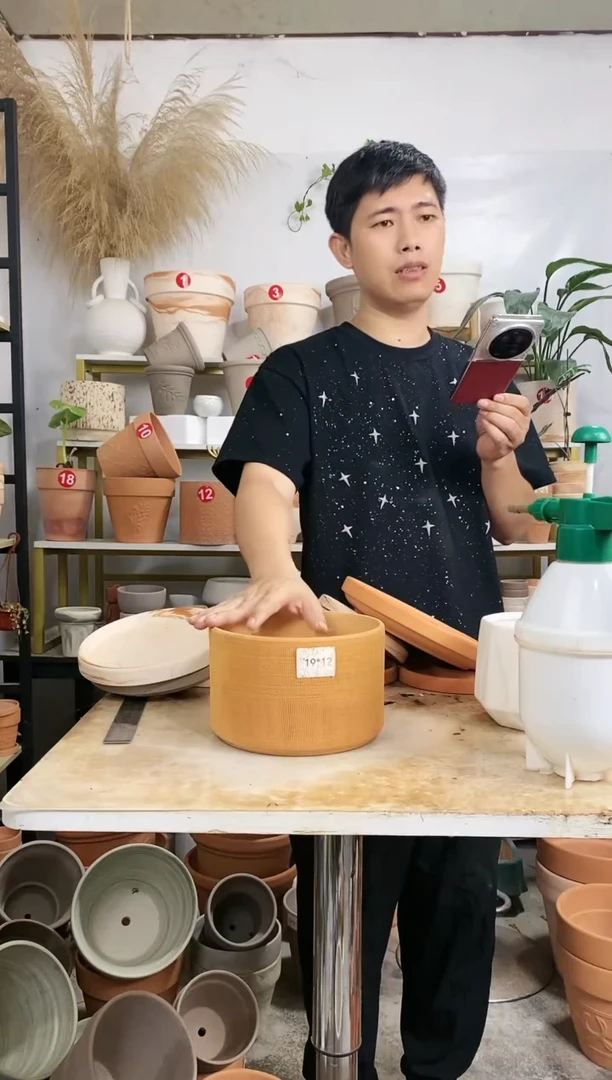 【闪购商品】红陶20CM以下19*12红陶直筒布纹 1盆无托