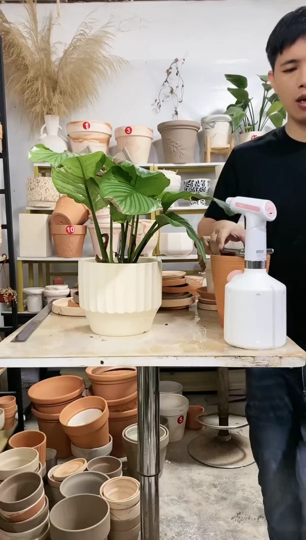 【闪购商品】陶20CM以下19*16白陶半竖纹 1盆无托