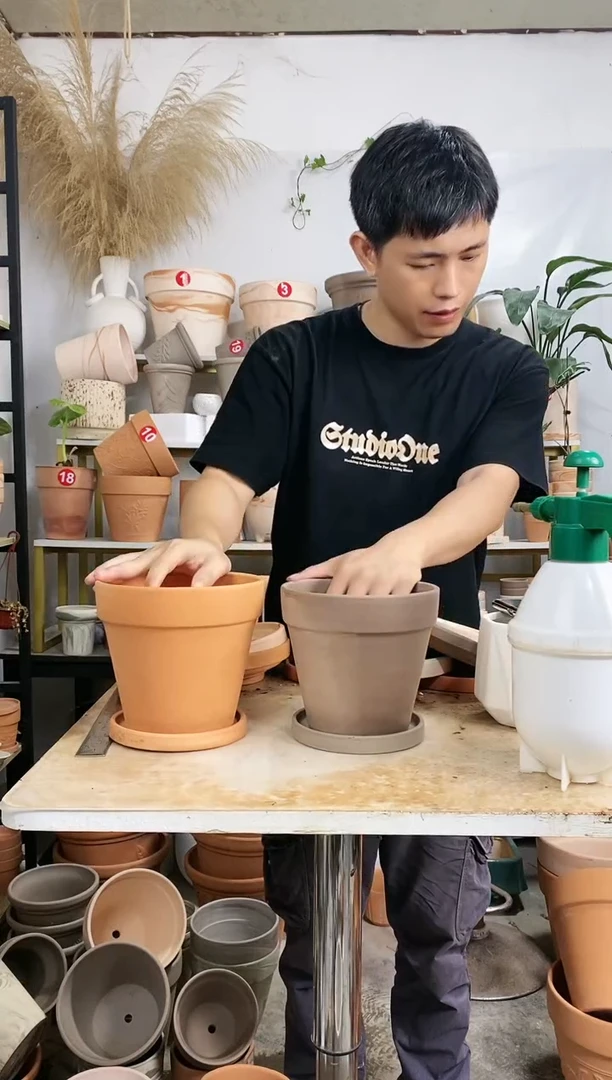 【闪购商品】红陶20CM以下18*16红陶+灰陶国际 2盆2托