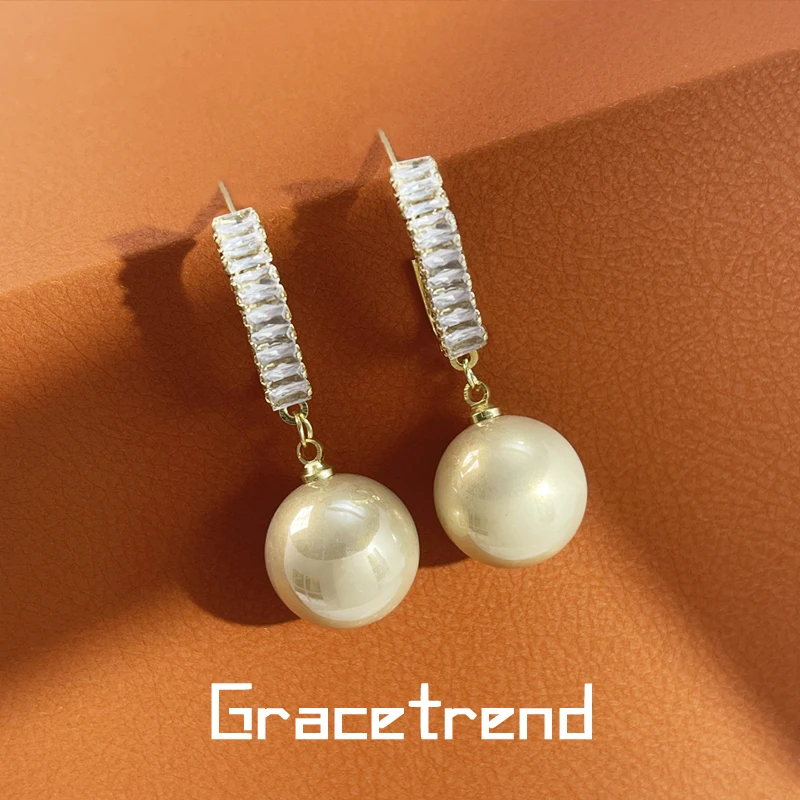 Grace trend 铜合金仿珍珠耳饰 美拉德闪耀耳环轻奢耳钉高定D-164
