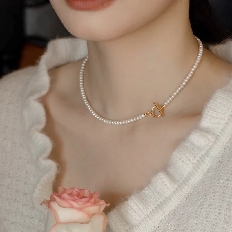 无暇强光高级感小米珠天然珍珠项链女气质简约百搭高级感毛衣链
