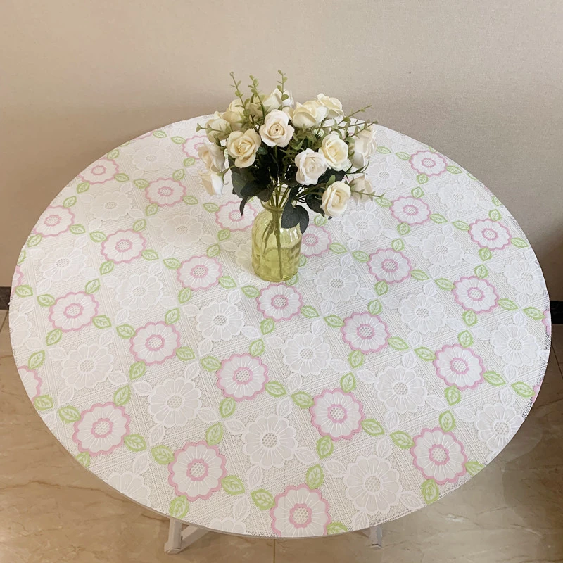 欧式茶几塑料PVC大圆形餐桌小圆桌布防水防烫免洗转盘台布家用