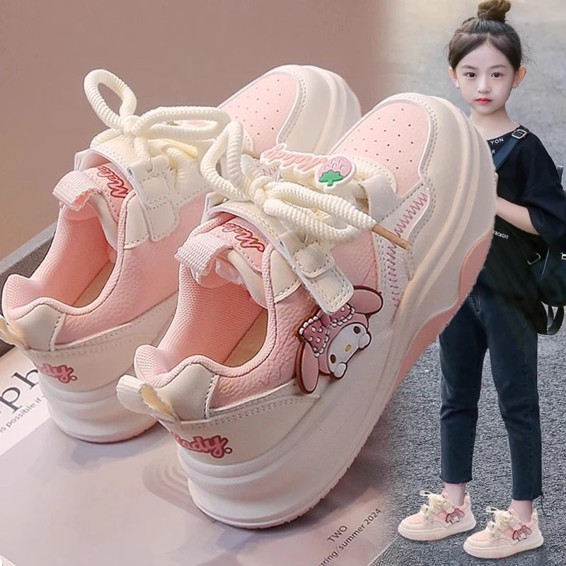 ABC女童鞋子运动鞋2024年新款秋季儿童小白鞋软底女孩板鞋中大童