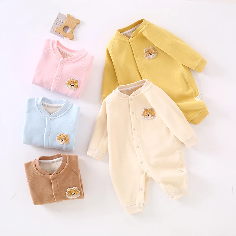 婴儿保暖连体衣秋冬款羊毛蚕丝新生儿衣服长袖无骨内衣宝宝秋冬装