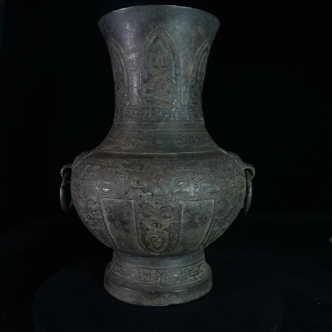 LLLS241029012【十竹斋】明中期螭龙纹兽耳衔环铜炉