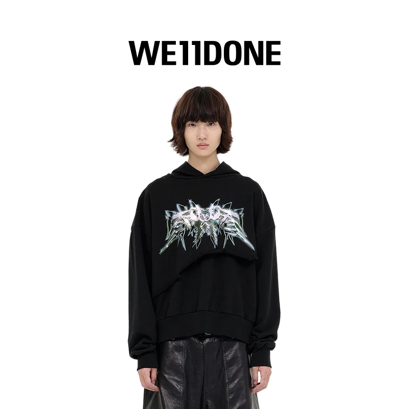 【品牌特惠】WE11DONE男女3D印花片式拼接连帽卫衣23-875
