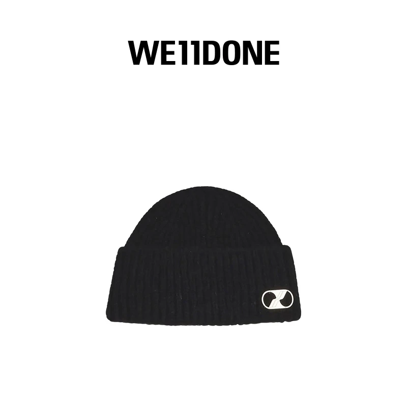 WE11DONE刺绣金属LOGO标志字母针织毛线帽20-086