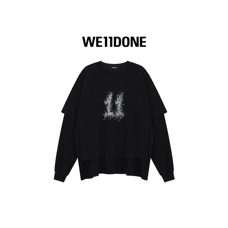 【专享三折】WE11DONE棉质层叠宽松潮流拼接袖圆领长袖T恤24-850