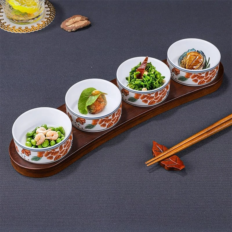 新中式轻奢小碗拼盘餐具酒店餐厅凉菜小吃碟会所开胃菜陶瓷四拼盘