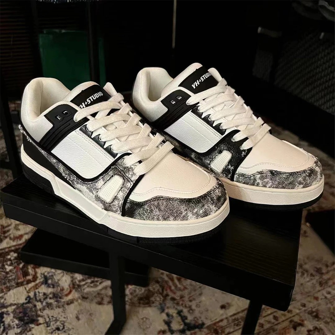 时尚高级黑白色熊猫男士平底鞋潮流低帮经典百搭情侣鞋