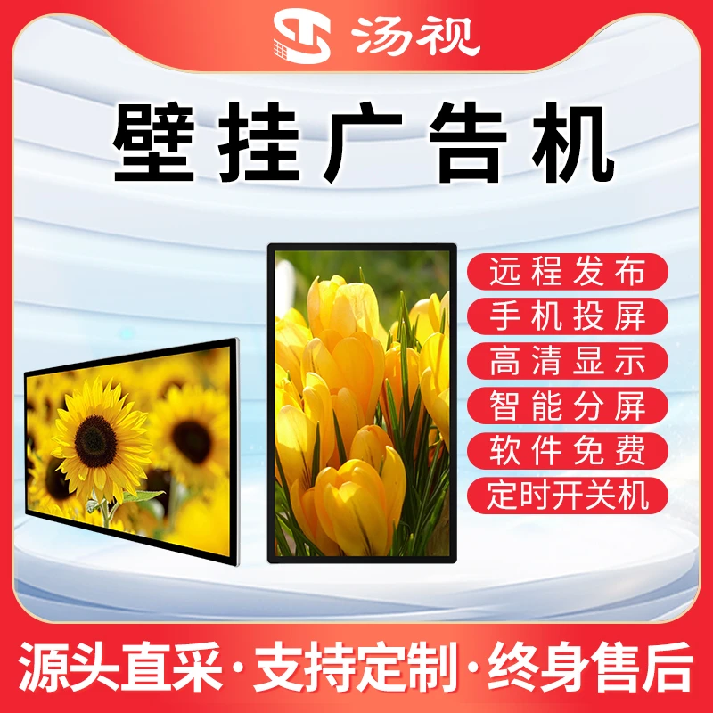 汤视43/55/65寸高清壁挂宣传展示屏远程广告机无线网络大屏播放器