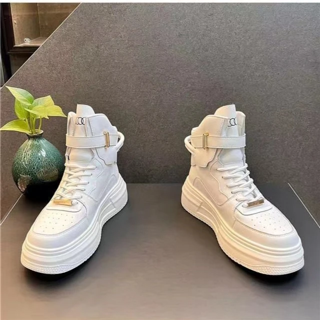 2023春秋新款高帮男潮鞋百搭系带增高轻质男鞋发型设计师马丁靴男