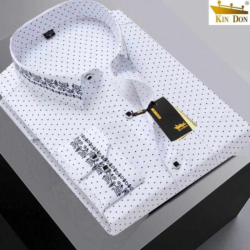 KIN DON金盾春秋薄款长袖衬衫男士衬衣韩版商务休闲寸衫老年上衣