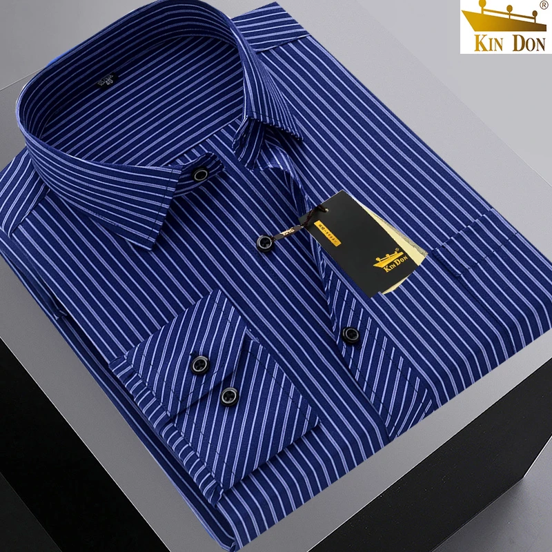 KIN DON/金盾春秋季薄款男士长袖衬衫百搭休闲条纹衬衣高档工装男