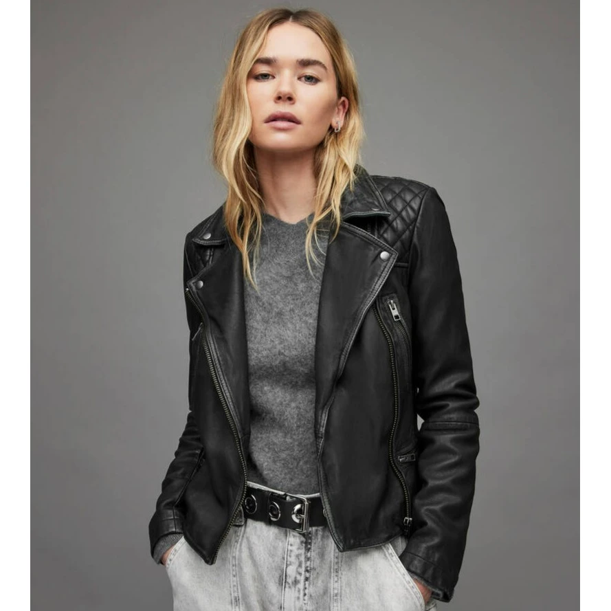 【预售 专柜价5400元】ALLSAINTS 女装Catch菱格机车皮衣 WL047N