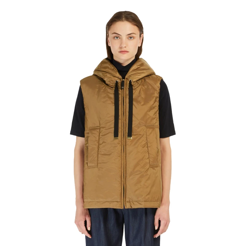 【保税仓 专柜6900】MaxMara 女士驼色连帽马甲Greengo 051