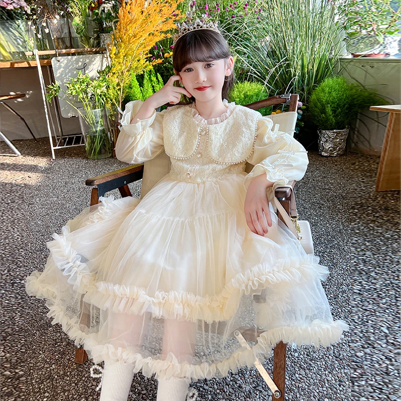 女童秋装新款连衣裙儿童蓬蓬纱公主裙女宝宝洋气生日花童礼服裙子