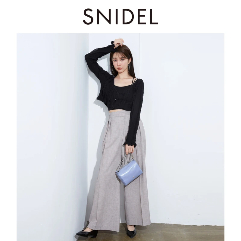 SNIDEL女生装吊带背心荷叶边针织开衫两件套SWNT241300