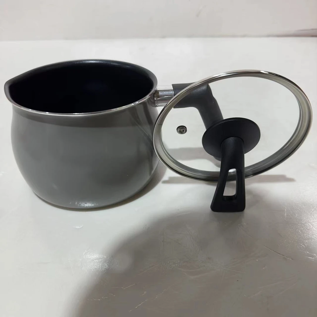 （品质优选） 15cm岩灰色不粘奶杯锅全灶通用家用带盖子（C2）