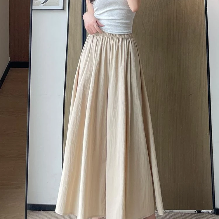 啄木鸟冰丝山本裙裤夏季高腰休闲垂感显瘦时尚慵懒风半身A字裙