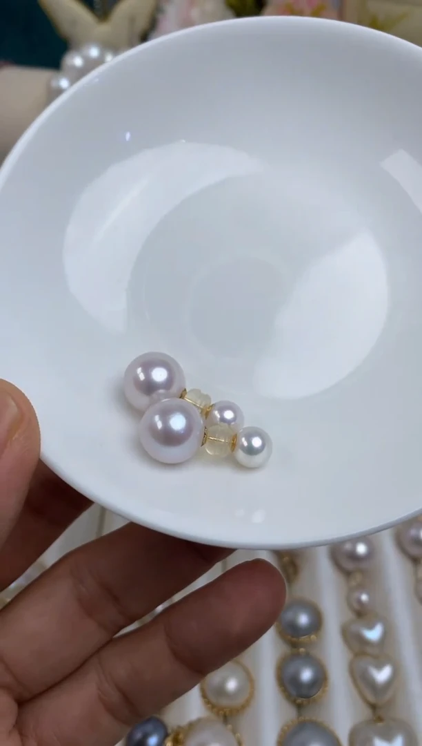 【闪购商品】淡水珍珠耳饰18K金镶嵌11-12