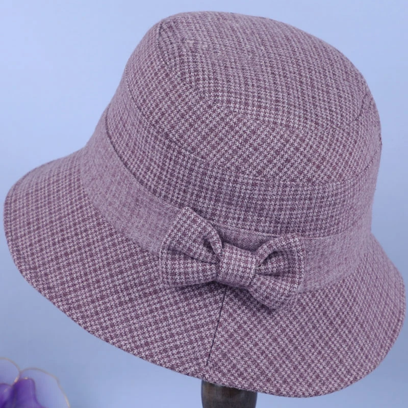 中老年人帽子女秋冬季妈妈毛呢礼帽加厚奶奶布盆帽春秋休闲渔夫帽