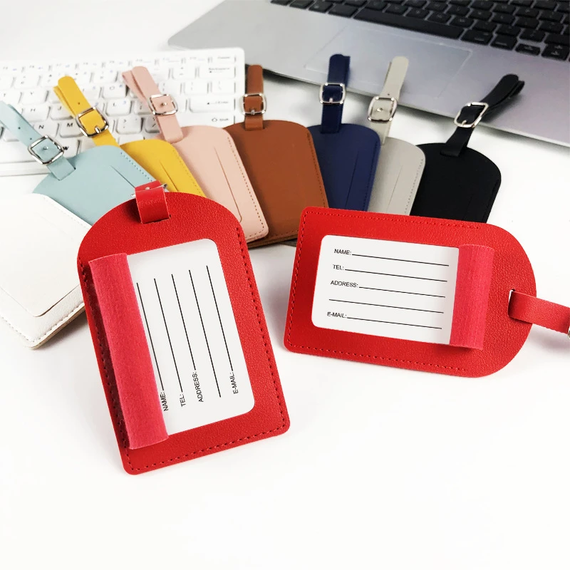 现货十一色横竖两种翻盖款加厚皮革带印刷签名纸pu行李牌