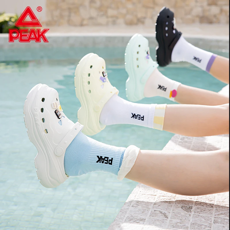 匹克态极洞洞鞋奶酪女鞋2025增高厚底沙滩鞋奶酪拖鞋女生休闲鞋