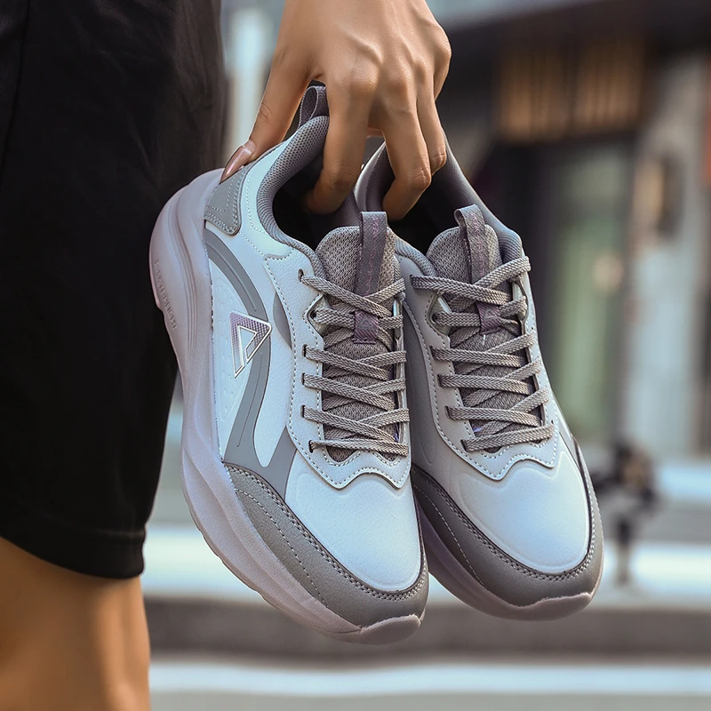 匹克皮面跑步鞋秋季防泼水百搭男鞋缓震防滑运动鞋耐磨学生训练鞋