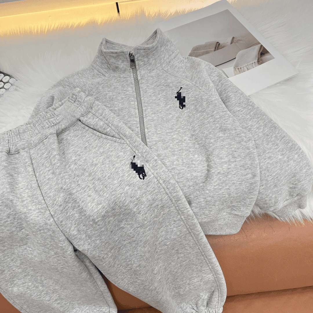 2025春秋两件套新款韩版男女童个性休闲立体绣花运动卫衣套装洋气