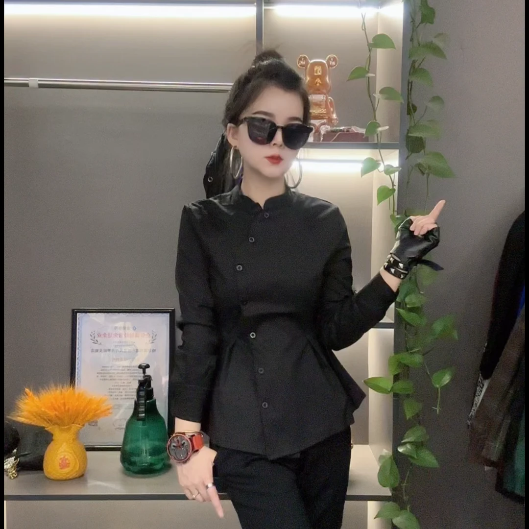 【加绒】K5127新款女款衬衫百搭翻领时尚显瘦气质休闲长袖衬衣