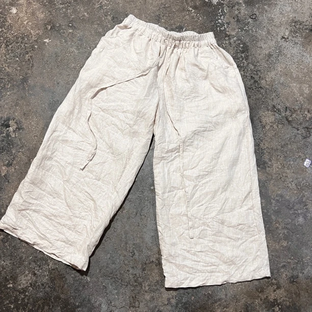 二囍古朴2409062（直筒裤）亚麻松紧休闲裤单层